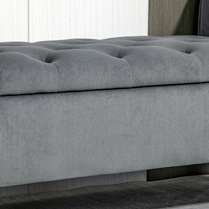 Banc ottoman de rangement capitonné HOMCOM, banc de lit rembourré avec accoudoirs roulés pour chambre, salon ou couloir
