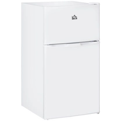 Mini-réfrigérateur HOMCOM à deux portes avec congélateur, réfrigérateur compact de 3,2 pi³ avec étagère réglable, thermostat réglable