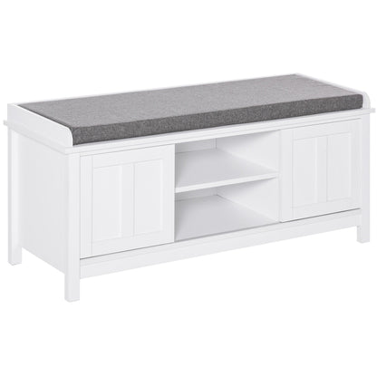 Banc à chaussures d'entrée HOMCOM avec rangement ottoman et étagères réglables, 6 compartiments et assise rembourrée, blanc/gris