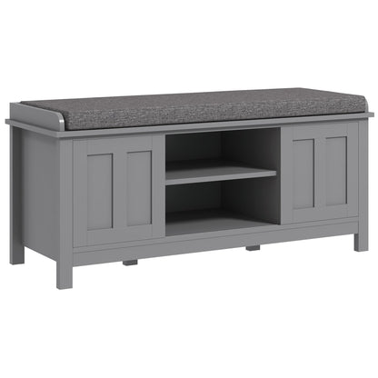 Banc à chaussures d'entrée HOMCOM avec rangement ottoman et étagères réglables, 6 compartiments et assise rembourrée, blanc/gris