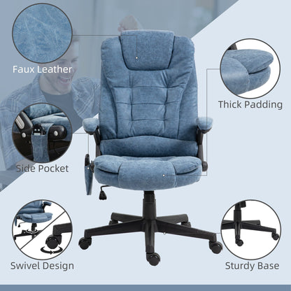 Fauteuil de bureau massant et vibrant HOMCOM à dossier haut avec 6 points de vibration, beige