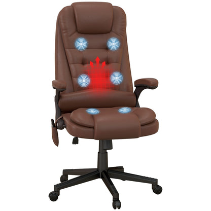 Fauteuil de bureau massant et vibrant HOMCOM à dossier haut avec 6 points de vibration, beige