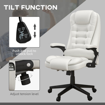 Fauteuil de bureau massant et vibrant HOMCOM à dossier haut avec 6 points de vibration, beige