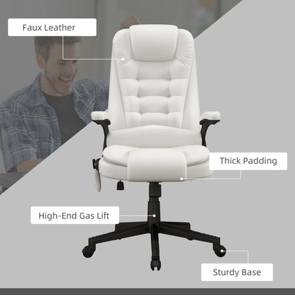 Fauteuil de bureau massant et vibrant HOMCOM à dossier haut avec 6 points de vibration, beige