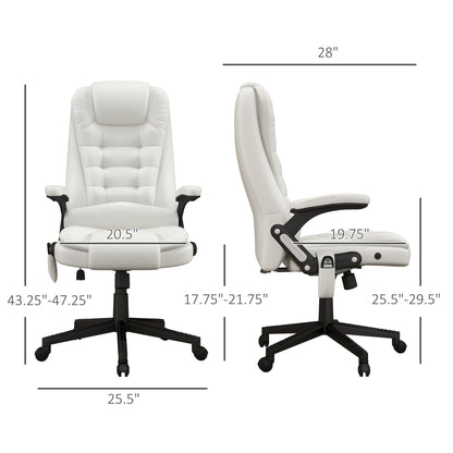 Fauteuil de bureau massant et vibrant HOMCOM à dossier haut avec 6 points de vibration, beige