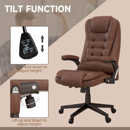 Fauteuil de bureau massant et vibrant HOMCOM à dossier haut avec 6 points de vibration, beige