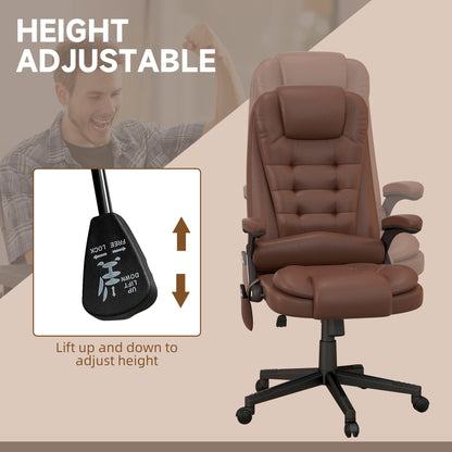 Fauteuil de bureau massant et vibrant HOMCOM à dossier haut avec 6 points de vibration, beige