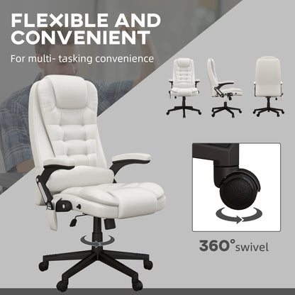Fauteuil de bureau massant et vibrant HOMCOM à dossier haut avec 6 points de vibration, beige