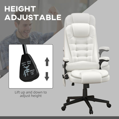 Fauteuil de bureau massant et vibrant HOMCOM à dossier haut avec 6 points de vibration, beige