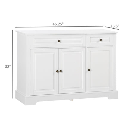 Buffet moderne HOMCOM avec placards de rangement, 2 tiroirs et étagères réglables, noir