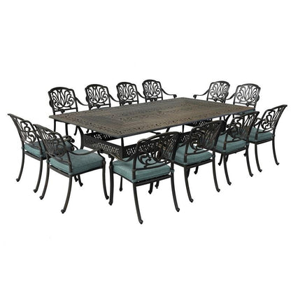 Ensemble de salle à manger Manasquan 13 pièces en aluminium bronze par Havenside Home