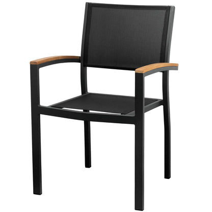 Ensemble de salle à manger d'extérieur Heck 13 pièces en teck et aluminium FSC pour 12 personnes, table extensible et chaises empilables, noir anthracite