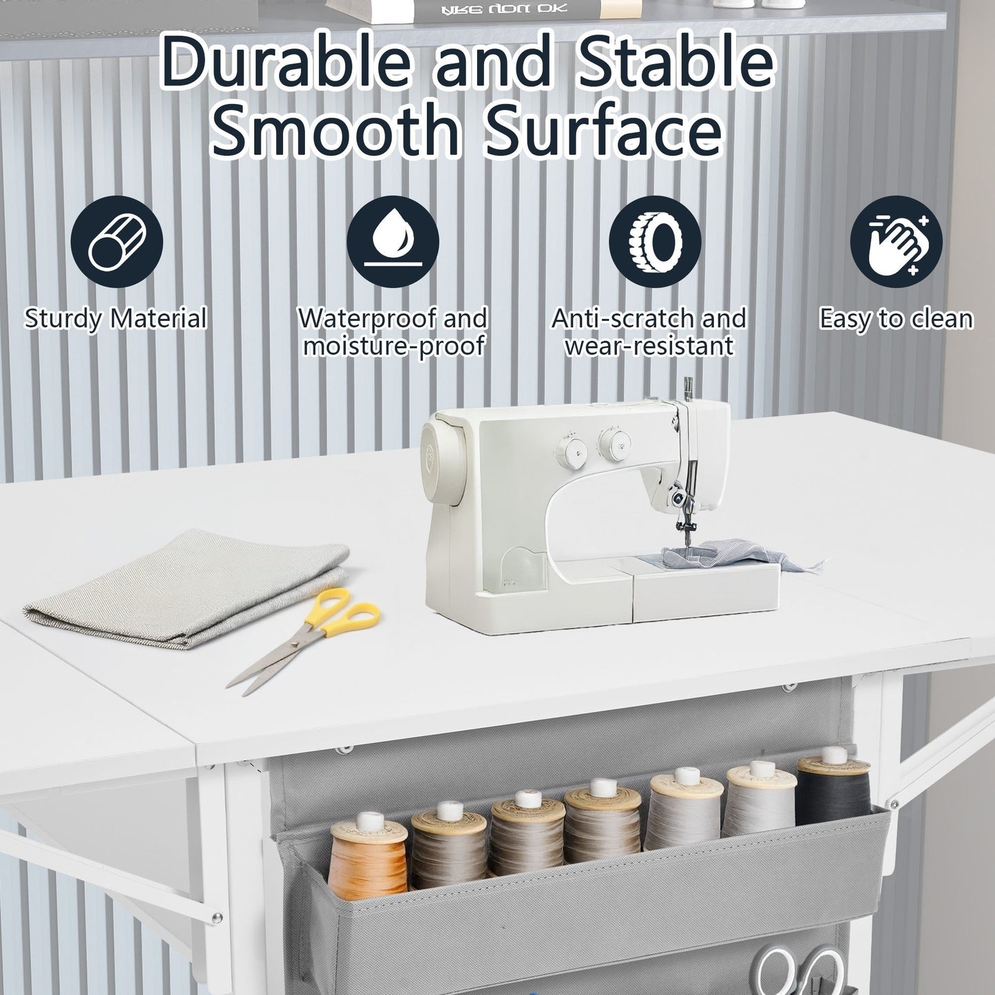 Table de bricolage réglable en hauteur avec étagères de rangement, table de découpe pliante mobile pour la maison, le bureau, la salle de couture, la salle d'artisanat
