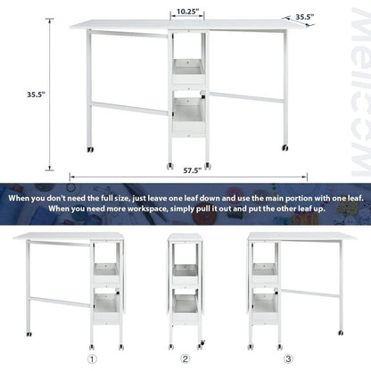 Table de bricolage réglable en hauteur avec étagères de rangement, table de découpe pliante mobile pour la maison, le bureau, la salle de couture, la salle d'artisanat