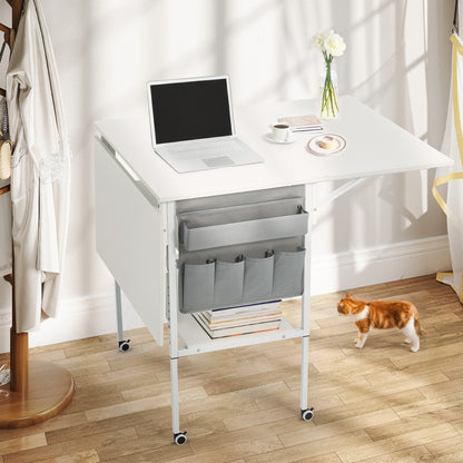 Table de bricolage réglable en hauteur avec étagères de rangement, table de découpe pliante mobile pour la maison, le bureau, la salle de couture, la salle d'artisanat