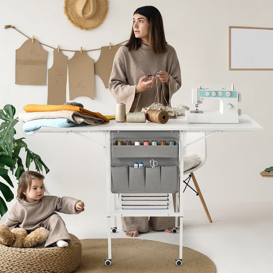 Table de bricolage réglable en hauteur avec étagères de rangement, table de découpe pliante mobile pour la maison, le bureau, la salle de couture, la salle d'artisanat