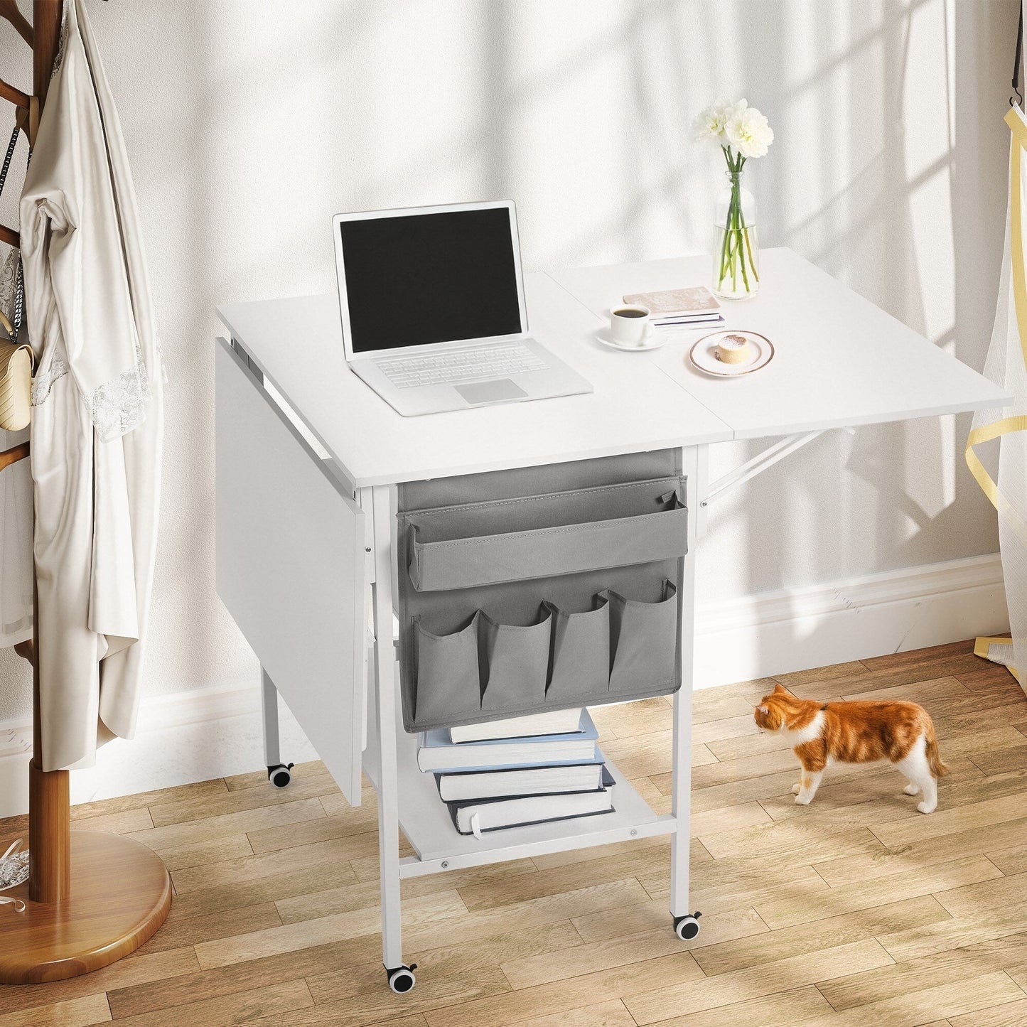 Table de bricolage réglable en hauteur avec étagères de rangement, table de découpe pliante mobile pour la maison, le bureau, la salle de couture, la salle d'artisanat