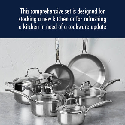 Batterie de cuisine en acier inoxydable Henckels Clad H3 10 pièces