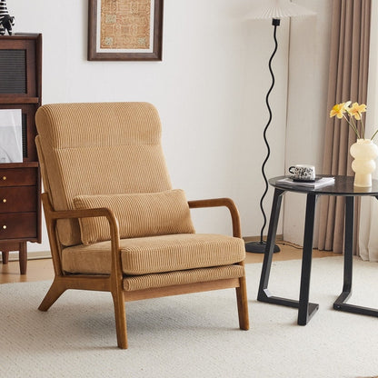Chaise de loisirs à dossier haut en bois massif avec accoudoirs et dossier Chaise d'appoint