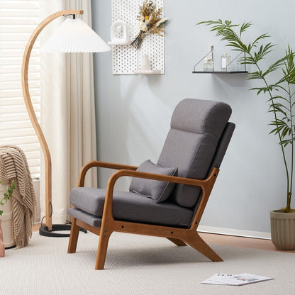Chaise de loisirs à dossier haut en bois massif avec accoudoirs et dossier Chaise d'appoint