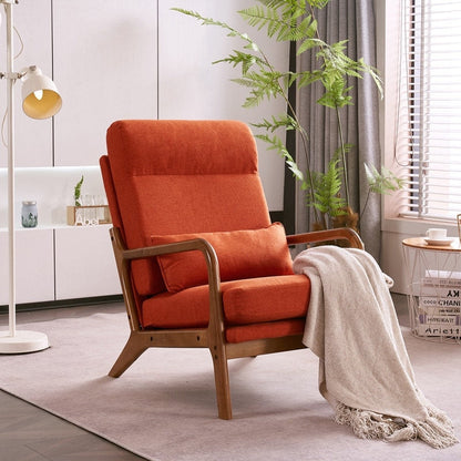 Chaise de loisirs à dossier haut en bois massif avec accoudoirs et dossier Chaise d'appoint
