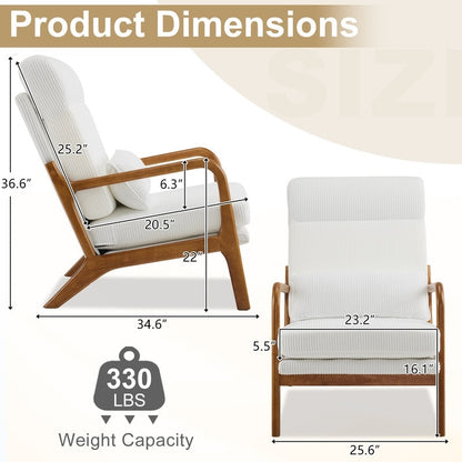 Chaise de loisirs à dossier haut en bois massif avec accoudoirs et dossier Chaise d'appoint
