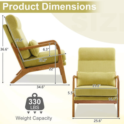 Chaise de loisirs à dossier haut en bois massif avec accoudoirs et dossier Chaise d'appoint