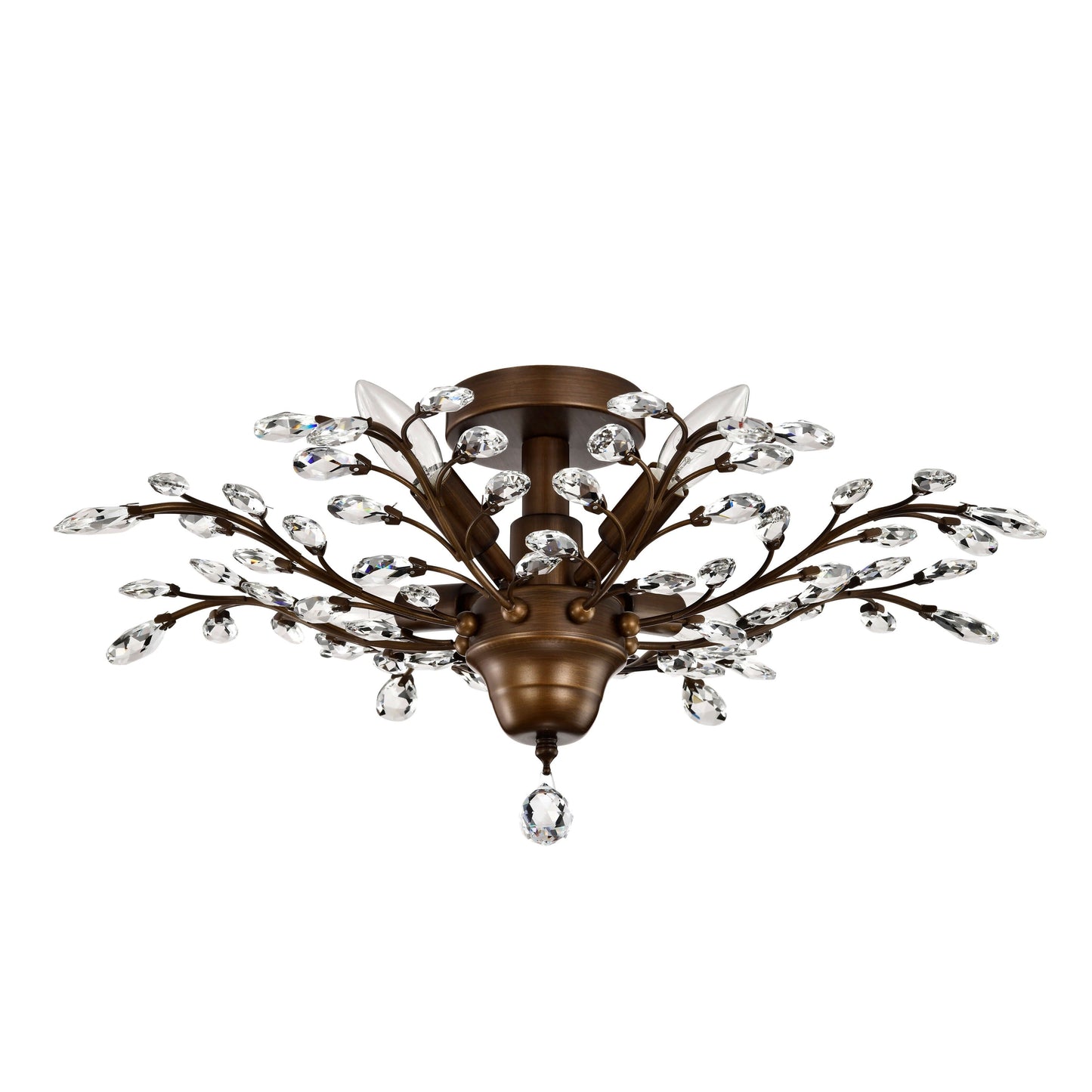Plafonnier à 4 lumières en cristal avec feuilles de houx