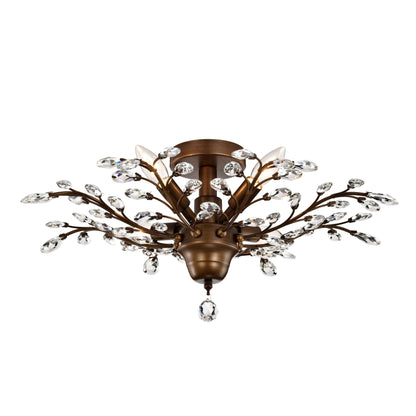 Plafonnier à 4 lumières en cristal avec feuilles de houx