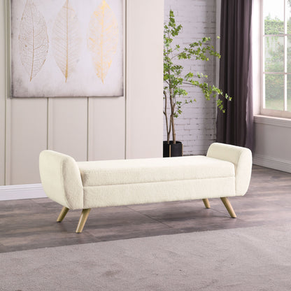 Banc de rangement moderne Sherpa avec pieds en bois HomePop