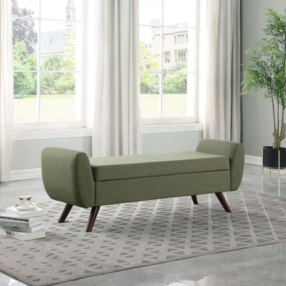 Banc de rangement moderne Sherpa avec pieds en bois HomePop