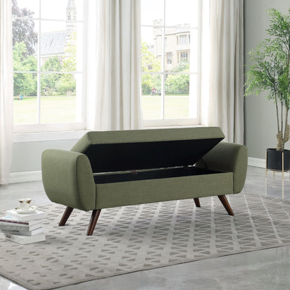 Banc de rangement moderne Sherpa avec pieds en bois HomePop