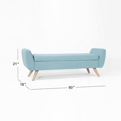 Banc de rangement moderne Sherpa avec pieds en bois HomePop