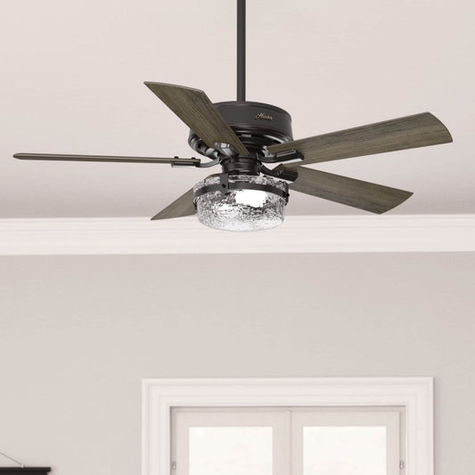 Ventilateur de plafond intérieur/extérieur Hunter 52 Canyon Ridge, éclairage LED, télécommande portative - Style campagnard, rustique, industriel