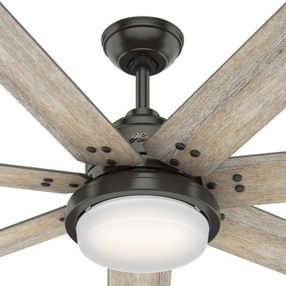 Ventilateur de plafond Hunter WiFi Whittington avec lumière LED, télécommande portable - Moulin à vent - Industriel, Ferme, Rustique - VENTILATEUR INTELLIGENT !