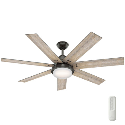 Ventilateur de plafond Hunter WiFi Whittington avec lumière LED, télécommande portable - Moulin à vent - Industriel, Ferme, Rustique - VENTILATEUR INTELLIGENT !