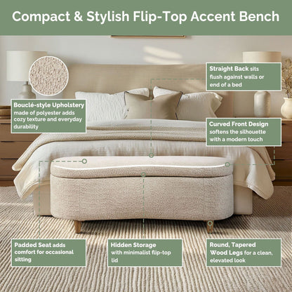 Banc d'appoint de rangement incurvé de style boucle INK IVY Bailey