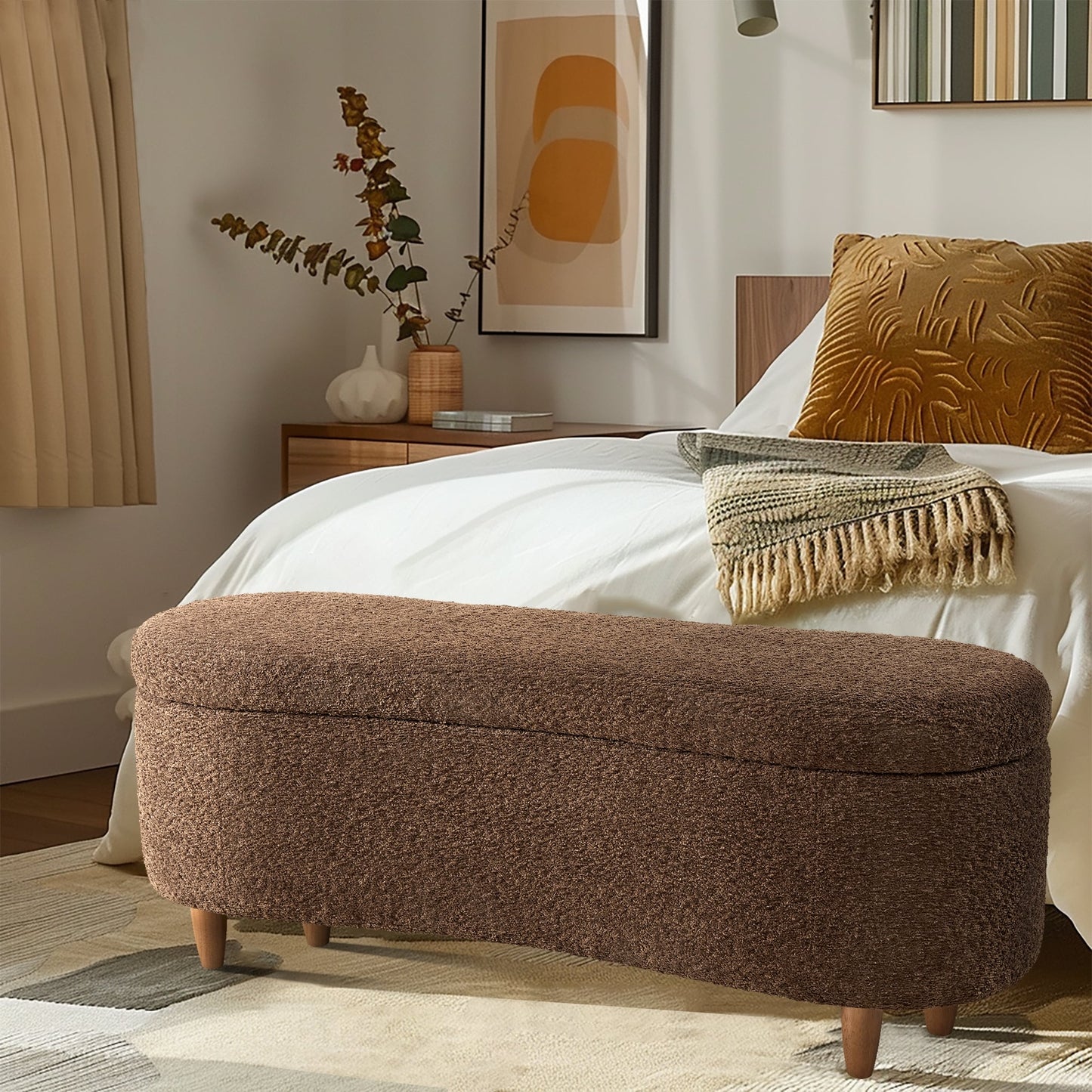 Banc d'appoint de rangement incurvé de style boucle INK IVY Bailey