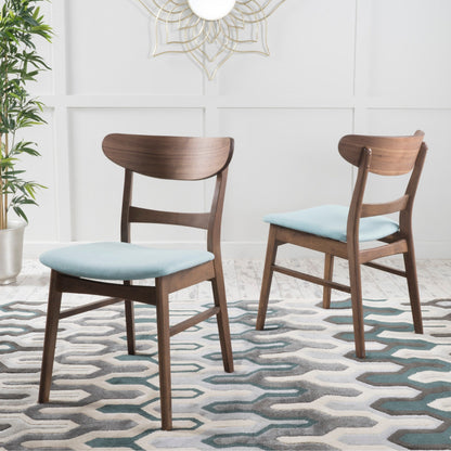 Chaise de salle à manger Abrielle en bois d'hévéa rembourrée de style milieu de siècle (lot de 2) par Christopher Knight Home