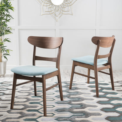 Chaise de salle à manger Abrielle en bois d'hévéa rembourrée de style milieu de siècle (lot de 2) par Christopher Knight Home