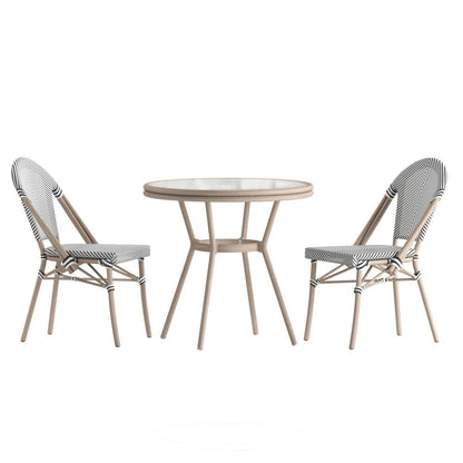 Ensemble bistrot commercial intérieur/extérieur avec table et deux chaises