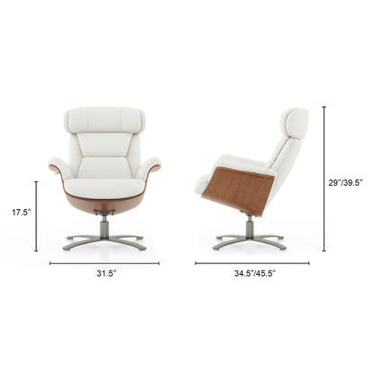 Fauteuil inclinable Jovan 31,5 en bois courbé et cuir véritable