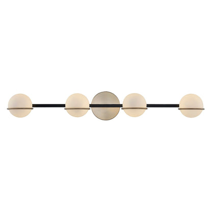 Barre de salle de bain Justice Design Group EVOLV Fusion Centric à 4 lumières avec abat-jour en verre opale