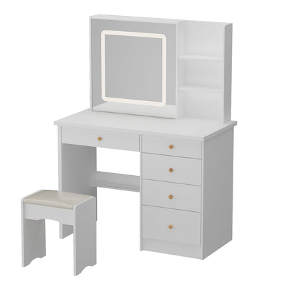 Coiffeuse Kerrogee avec miroir éclairé réglable et tabouret - 39,4 L x 19,7 l x 53,5 H