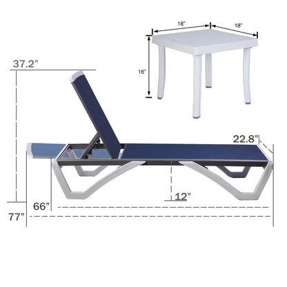 Chaise longue inclinable et réglable Kozyard Alan, pieds entièrement plats en aluminium et résine polypropylène