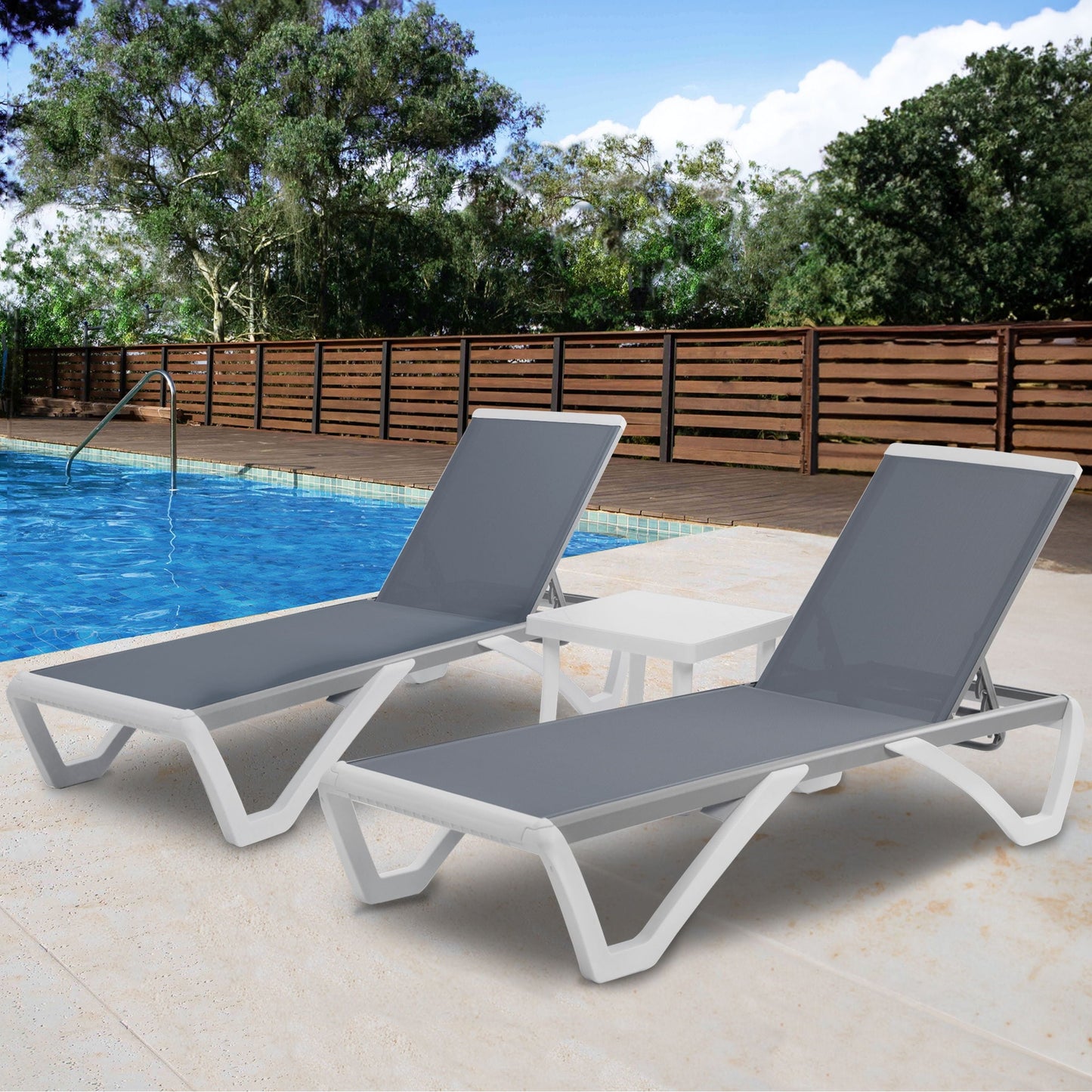 Chaise longue inclinable et réglable Kozyard Alan, pieds entièrement plats en aluminium et résine polypropylène