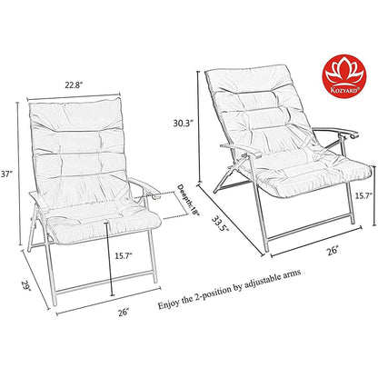 Ensemble de bistrot pliant rembourré Kozyard Elsa 3 pièces pour patio extérieur