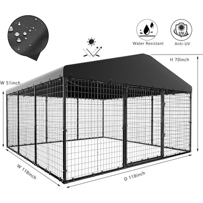 Grande niche d'extérieur pour chien (l 118 x P 118 x H 70), cage robuste avec toit étanche.