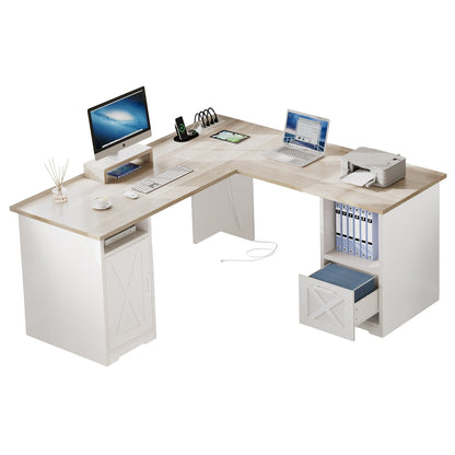 Bureau de jeu d'angle Moasis en L de 59 pouces avec support pour écran