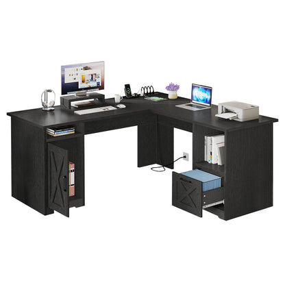 Bureau de jeu d'angle Moasis en L de 59 pouces avec support pour écran